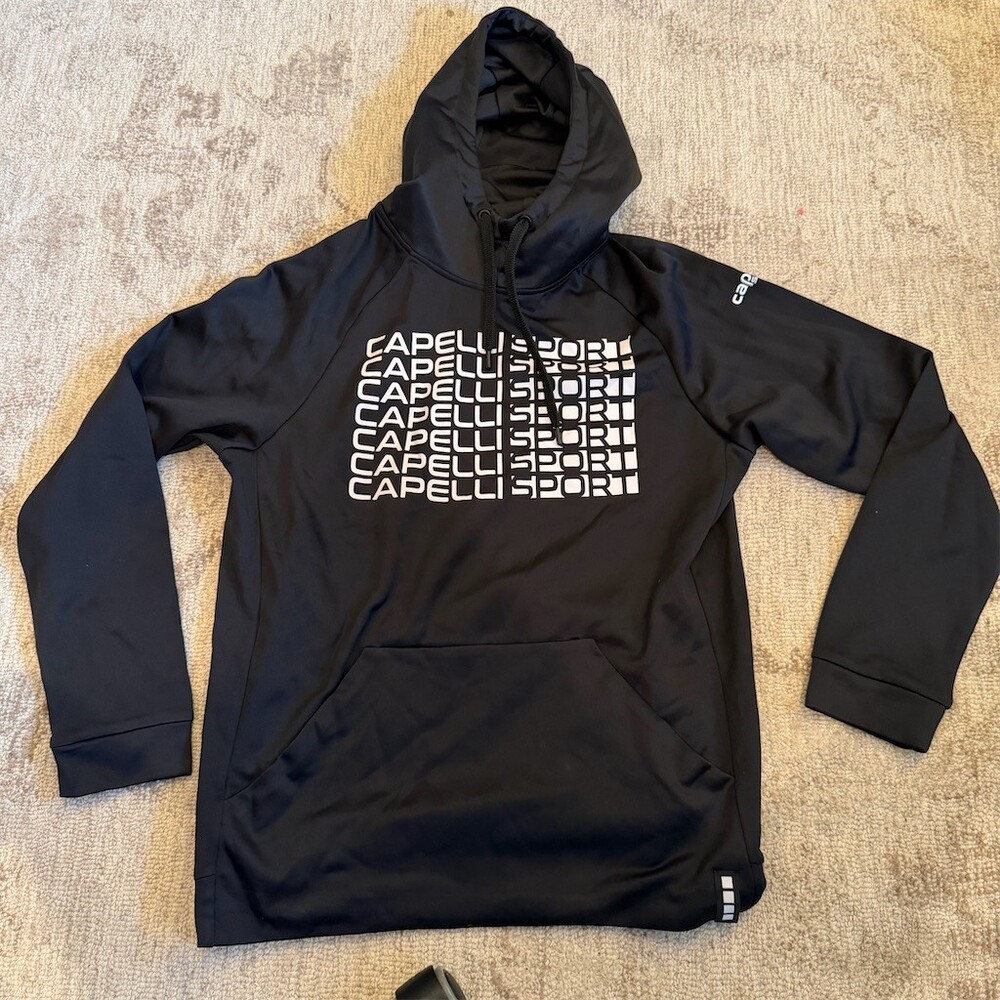 Capelli Sport Hoodie Mens Size M Black Pullover Logo Graphic Kangaroo